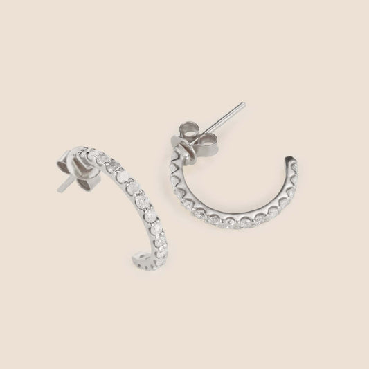Half Hoop 20 Diamond Earrings (Silver)