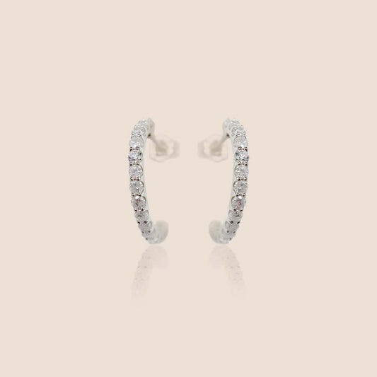 Half Hoop 20 Diamond Earrings (Silver)