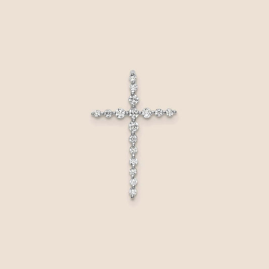 14K White Gold VS/SI FGH Cross Chain Slide Pendant