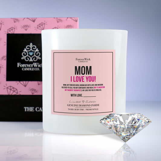 Mom I Love You Diamond Candle