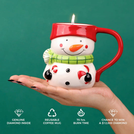 Snowman's Thawing Reusable Coffee Mug Diamond Candle