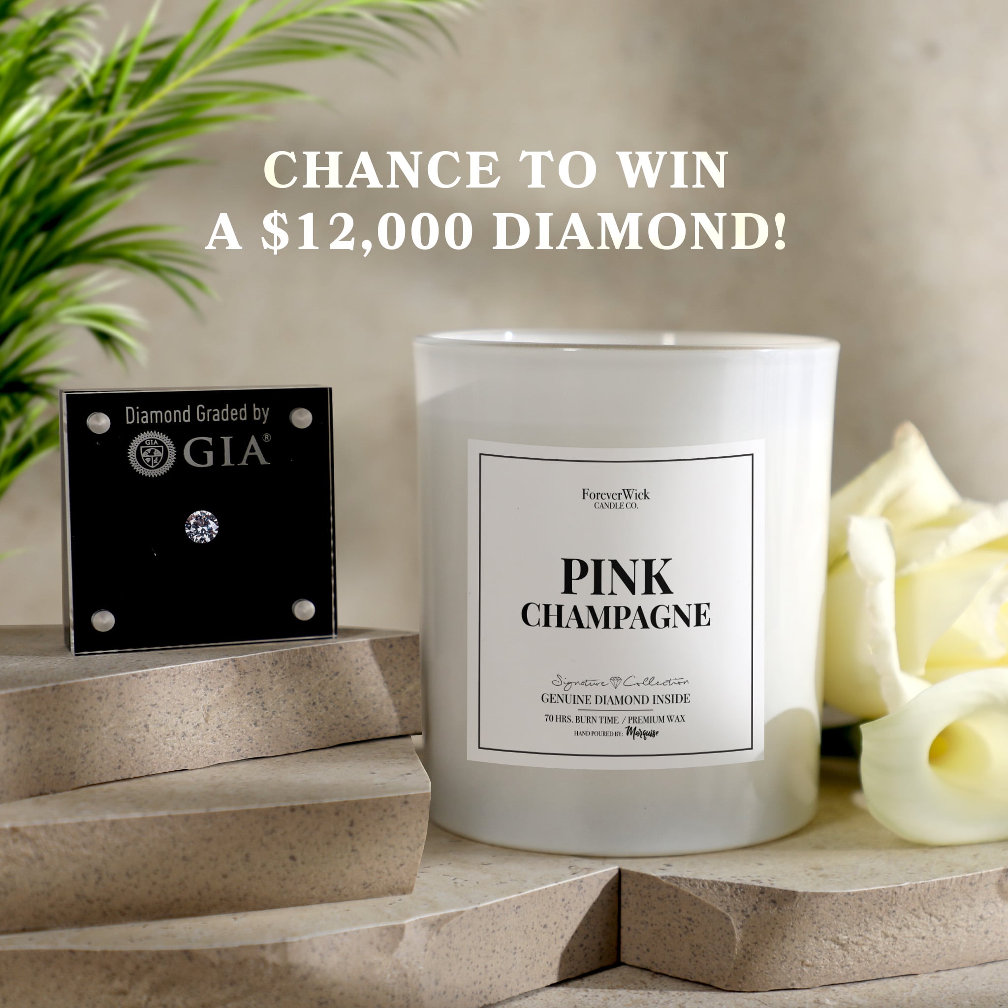 Pink Champagne Diamond Candle