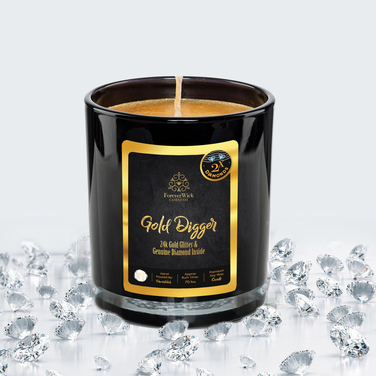 24K Gold Digger Double Diamond Candle – ForeverWick GoNift